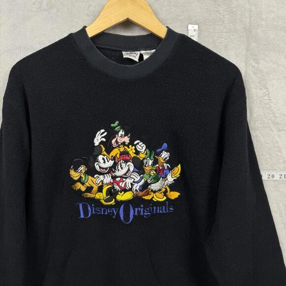 Disney Store Originals Crewneck Sweatshirt Thermal Embroidered Mickey Goofy Sz S - Picture 2 of 7